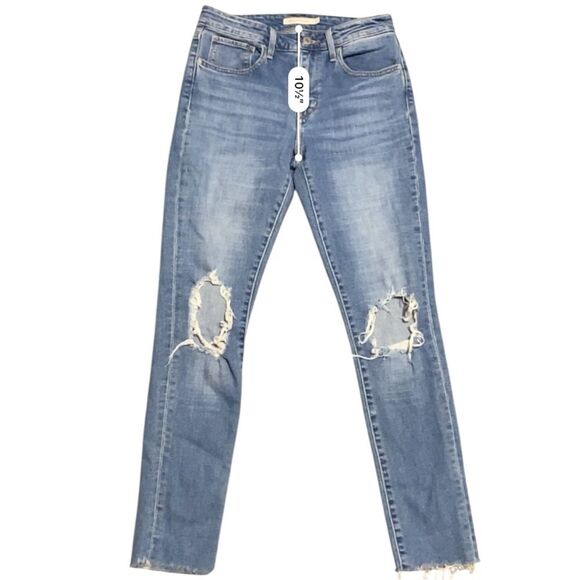 Levi’s 721 High Rise Skinny Distressed Raw Hem Jeans 27 - Picture 4 of 12